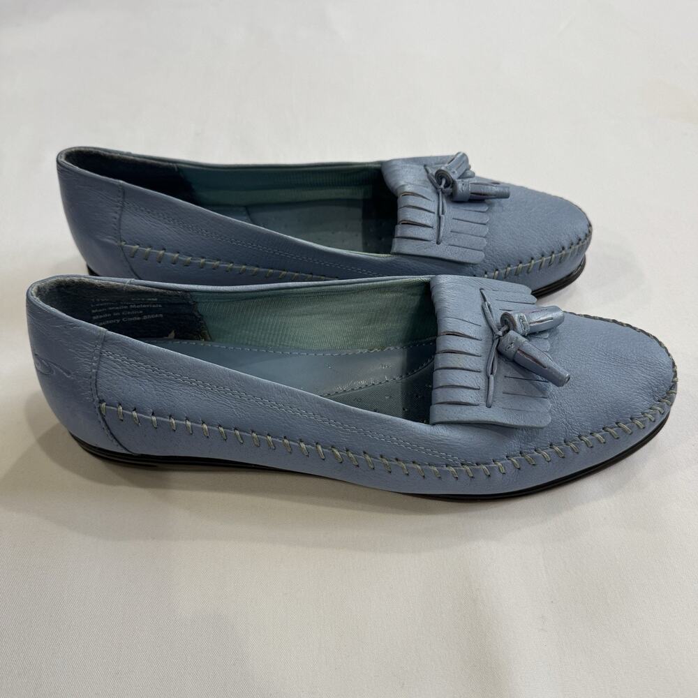Dr. Scholl's Blue Tassel Leather Loafer SZ 11W Double Air Pillo Insoles - Picture 14 of 15